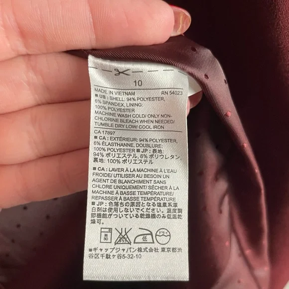 Banana Republic Factory Tuxedo Soft Blazer in Black Rose Burgundy Size 10 - Picture 4 of 5